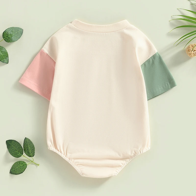 

Summer Infant Baby Girls Boys Bodysuit Short Sleeve Contrast Color Casual Daily Clothes