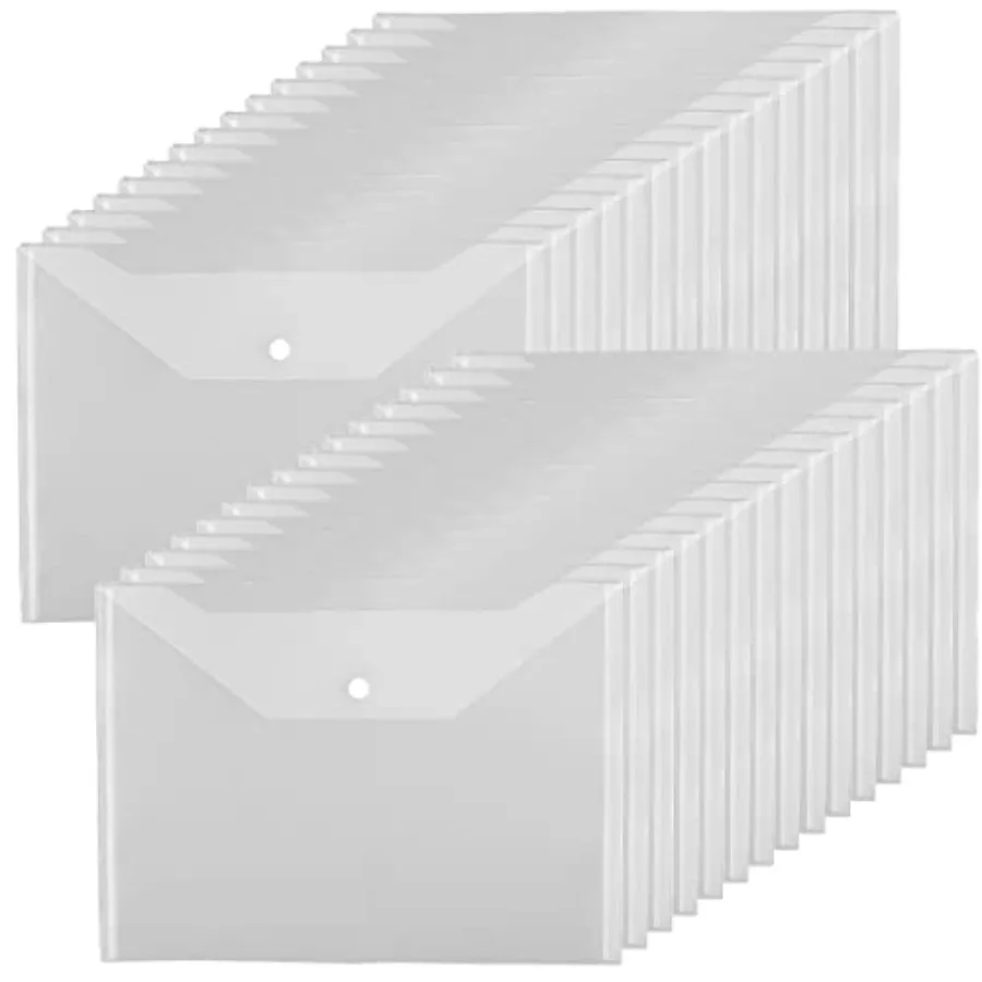 

30pcs Plastic Envelopes Clear Reusable Poly Envelope Waterproof File Folder with Sp Button Us Letter A4 Size