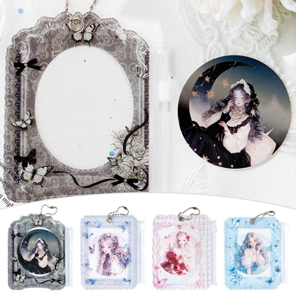 2025 4,5-дюймовый держатель для карт с мультяшным рисунком и подвесной цепочкой, защитный чехол из ПВХ, чехол для карт с бабочкой, фото идола