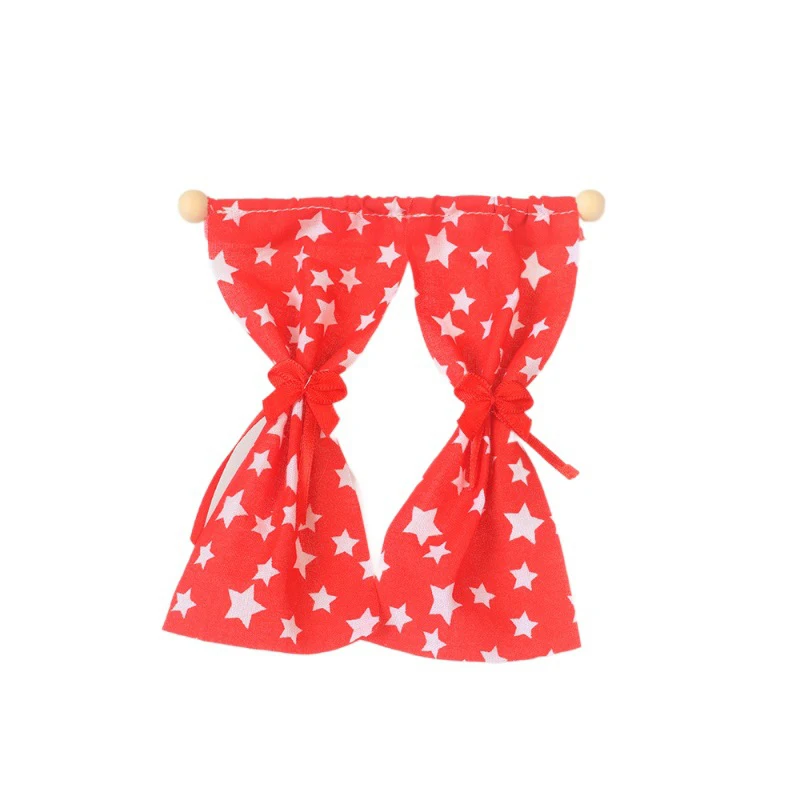 Cortinas florales dulces para casa de muñecas, modelo de muebles de simulación, decoración, casa de muñecas, accesorios de decoración de escena viva, 1/12