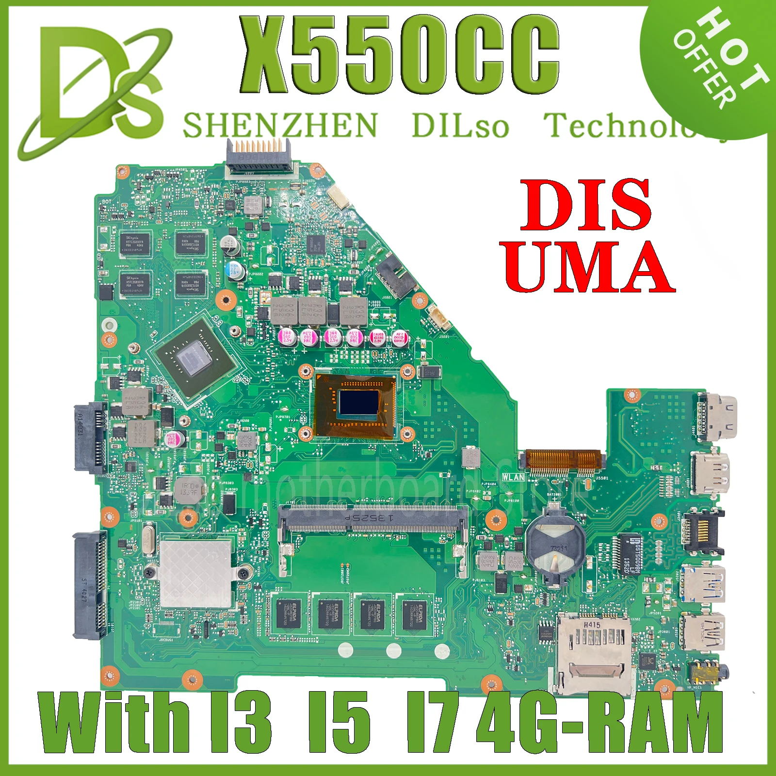 

KEFU X550CC MAINboard For ASUS X550C X550CL X552C Y581C R510C X550VC Laptop Motherboard REV2.0 2117U I3 I5 I7 4GB GT720M Test