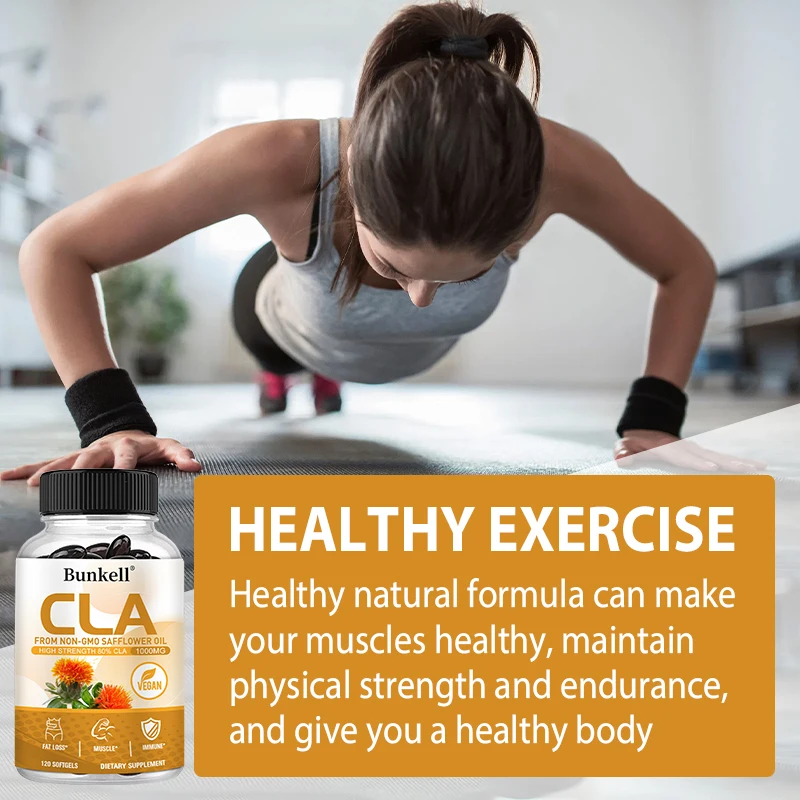 CLA Supplement 1000mg 80% Active Conjugated Linoleic Acid from Safflower Oil - Weight Management, Lean Muscle, Energy Support