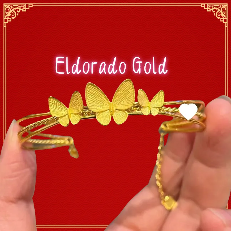 

Women's 24K Gold Butterfly Bangle | Hollow butterflies with pearl accents, three unique forms, easy - open mechanism Valentine's