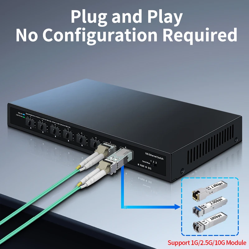 HORACO 10Gbe SFP+ イーサネットスイッチ 8 ポート 10000Mbps 光 SFP+