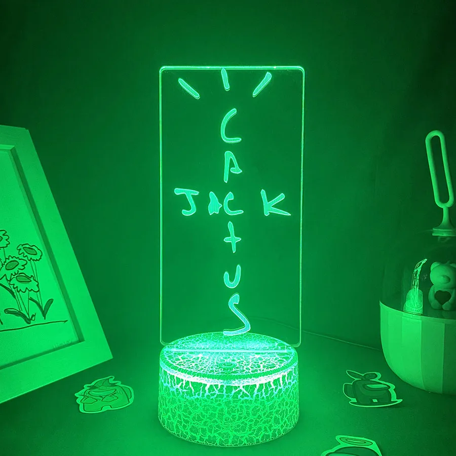 Cactus Jack 3D Illusion LED Lava Lamp Creative Neon Night Light Cool Birthday Gift For Friends Kid Bedroom Table Decoration