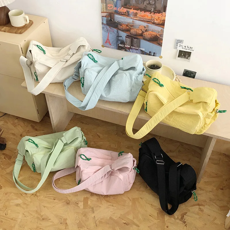 

Новое поступление, повседневная сумка из нейлоновой ткани, модная однотонная сумка через плечо в японском стиле, модная спортивная сумка через плечо для пельменей