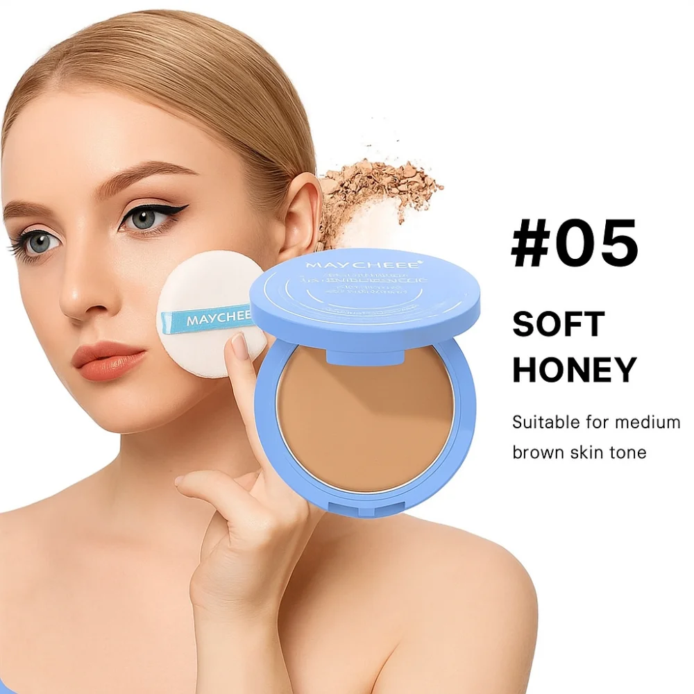 Crema in polvere fissante a lunga durata Polvere pressata opaca impermeabile con controllo dell'olio Polvere illuminante schiarente resistente al sudore