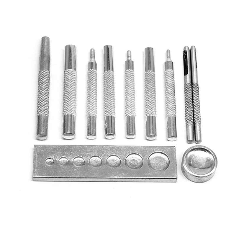 11x Heavy Duty Leather Tool for Installing Fasteners Pressing Studs Rivets and Grommets DIY Buttons Set