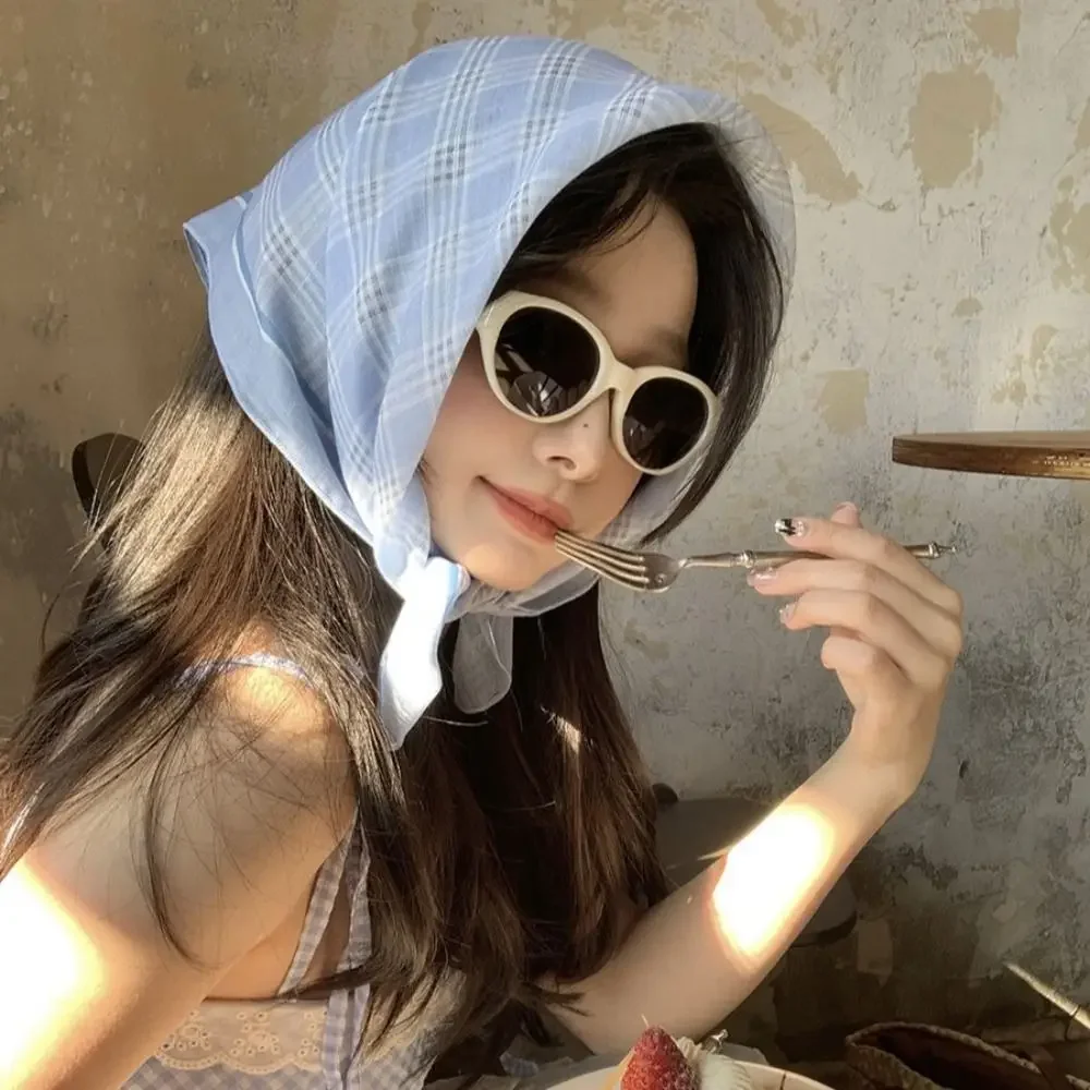 

1 Pc Vintage Colorful Cloth Headscarf Sweet Cute Triangle Turban Summer Beach Girls Headdress Daily Life Wear Accessories