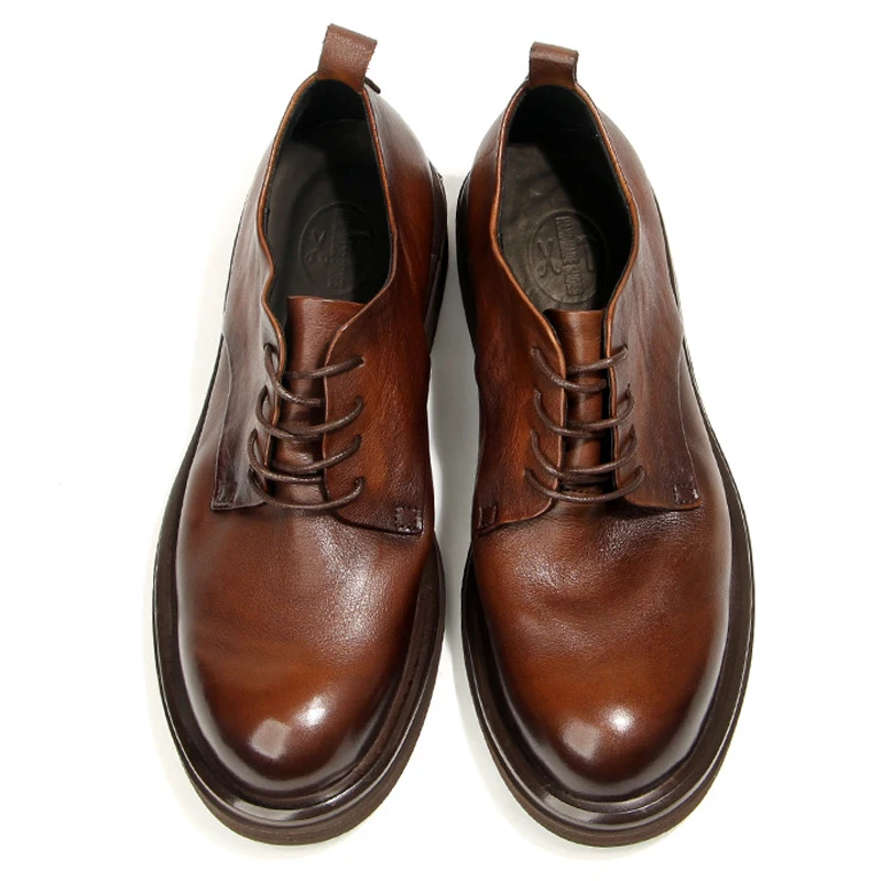 Sapato Retro Suave de Couro Genuíno Masculino, Sapatos Formais, Confortável, Artesanal, Diário, Casamento, Social, Luxo, Qualidade, Marca