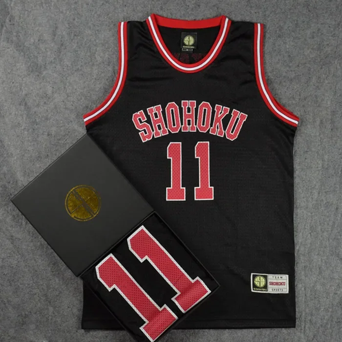 Cosplay Costume Shohoku NO.11 Kaede Rukawa Red Basketball Jersey Tops SportsWear Team Uniform Vest Men