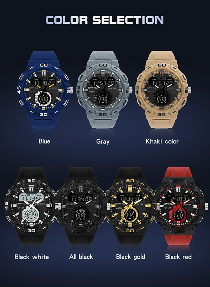 2023 SANDA Led Digital Watch Men Military Army Sport Chronograph Quartz Wristwatch Original 50m Waterproof Male Electronic Clock