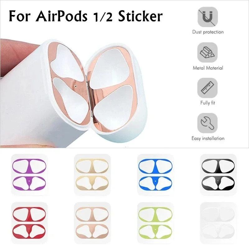 1/3pairs Dust Guard For AirPods 2 Case Box Sticker Inside Protector Earphone Film For AirPods 2 Air Pods 1 Cover Sticker Metal