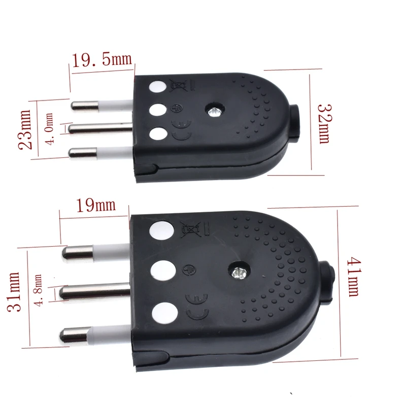 Multi-function European Italy Wiring Power Plug Removable 90 angle EU Convert Plug Power Cable Connector Type L 10A/16A 250V