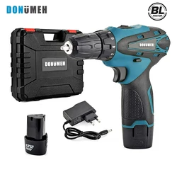 DONUMEH-12V Furadeira sem fio, chave de fenda elétrica, bateria Li-ion recarregável sem escova, torque de 2 velocidades, driver 18 + 1, ferramentas elétricas