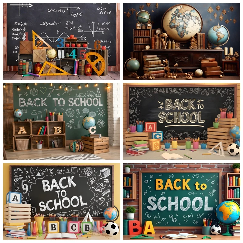 Back to School Photography Backdrop Children Baby Black Blackboard Pencil Graduation Background for Photo Studio Photocall Props