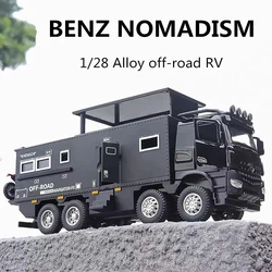 1/28 NOMADISMs Arocs Unimog 합금 모터홈 투어링 카 모델, 다이캐스트 금속 장난감, 오프로드 RV 차량 모델, 사운드 라이트, 어린이 선물