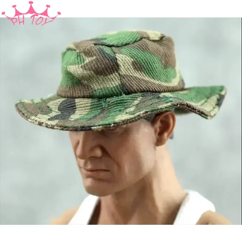 Chapéu de soldado masculino, escala 1/6, camuflagem, selva, chapéu do exército americano, modelo para figura de ação de 12 '', acessório de escultura de cabeça de boneca