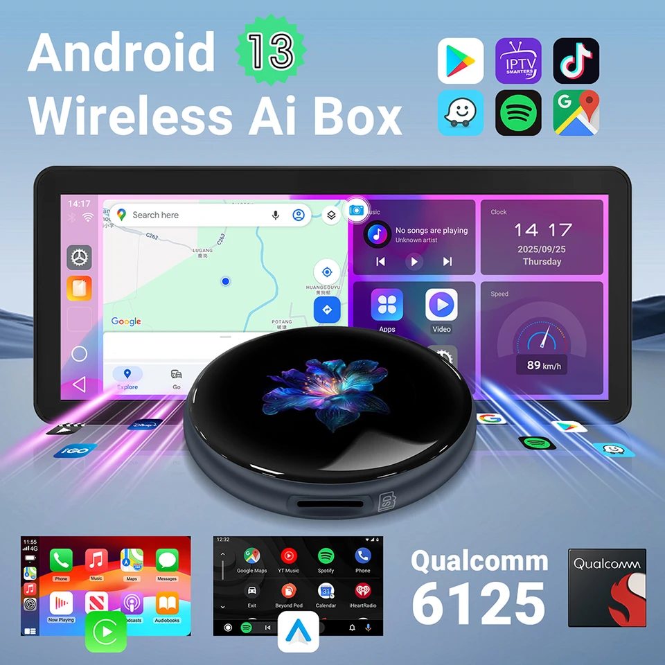 Android13 CarPlay AIBox 用 4GB+64GB Ai Box 4+64GB 2026 Wireless Android Auto For Apple CarPlay WiFi