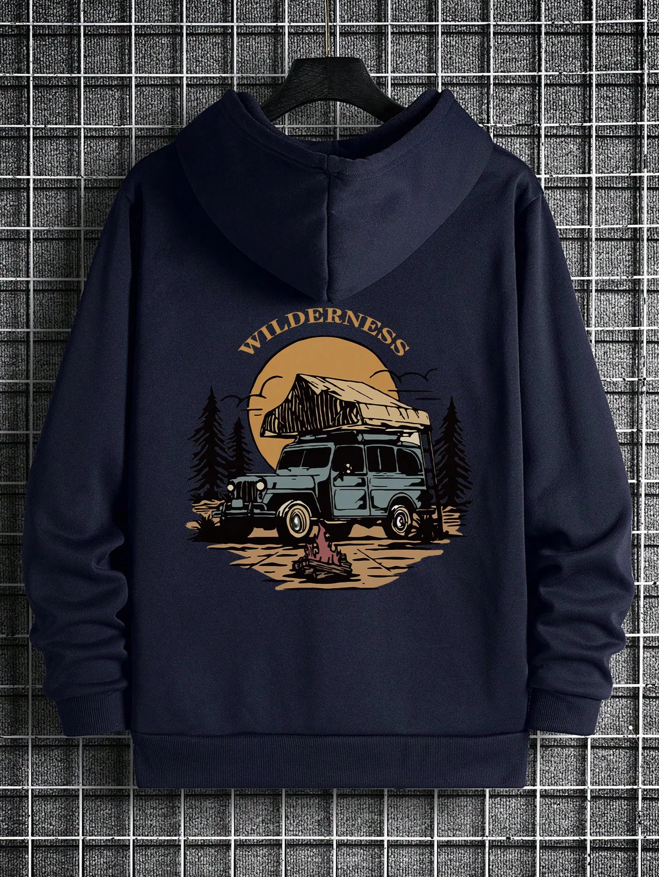 

Men's Outdoor Camping Pattern Long Sleeve Casual Hooded Sweatshirt