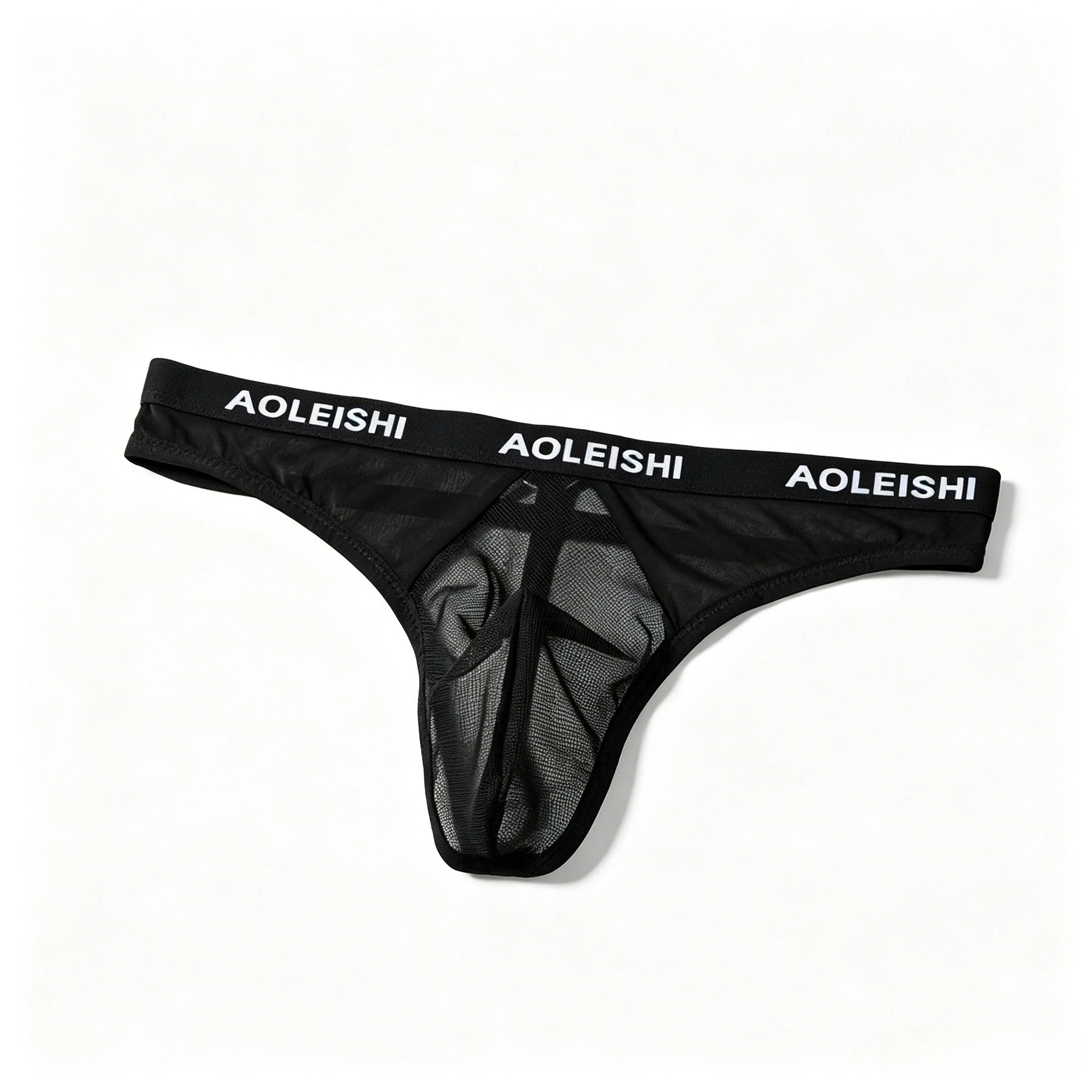

Sheer Mesh Bulge Thong for Men Sexy U-Convex Pouch Underwear Sissy Erotic G-String Metal Ring Naked-Feel Transparent Underpants