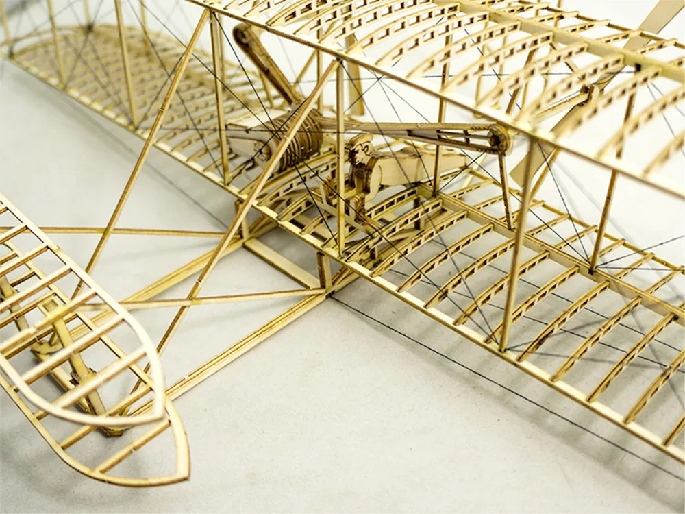 3D Wooden Puzzles Airplanes DIY Wright Brothers Flyer Laser Cut Balsa Wood Model Aircraft Plane Gift for Adults Teens