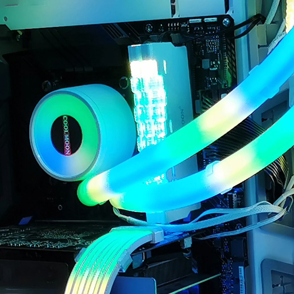 2 قطعة مبرد مياه المبرد أنابيب 5 فولت 3PIN ARGB Aura مزامنة مرنة الإضاءة خرطوم DIY بها بنفسك تزيين مضيئة كم المياه التبريد عدة