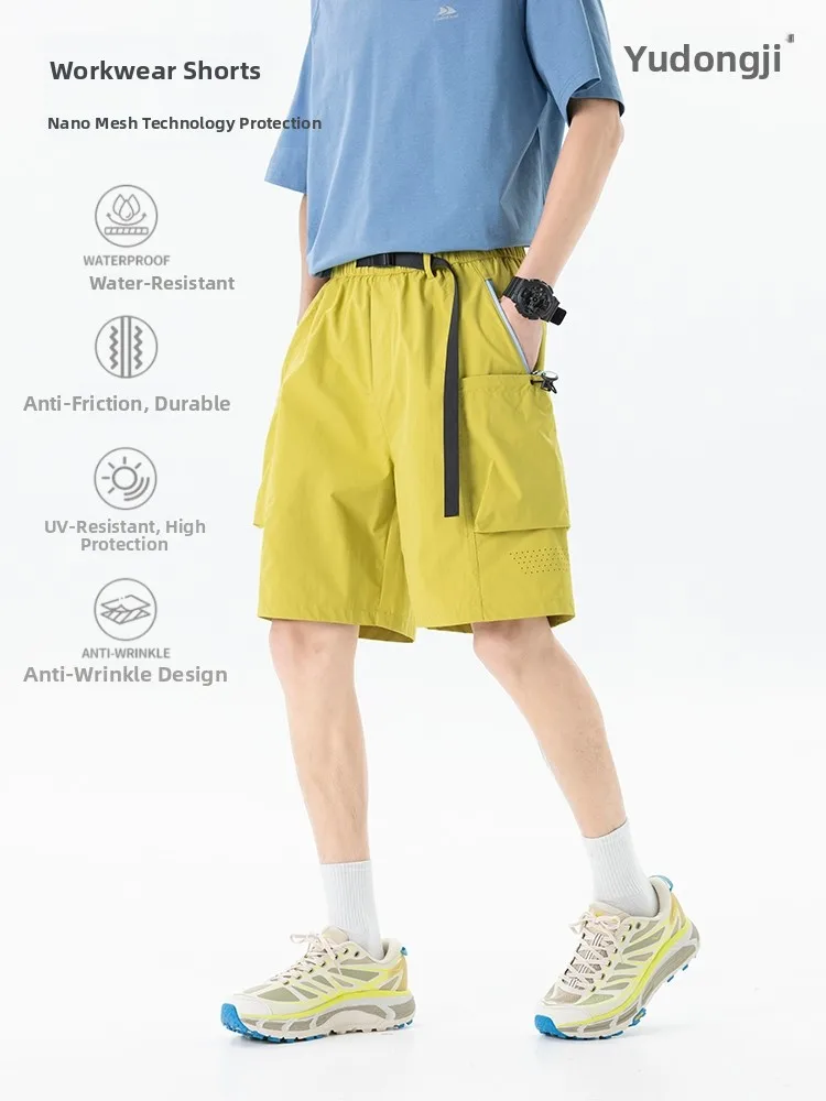 

Yudongji Lightweight Summer Outdoor Men's Short Pants Five Parts Waterproof Multi-pocket Breathable Loose Fit Workwear Shorts