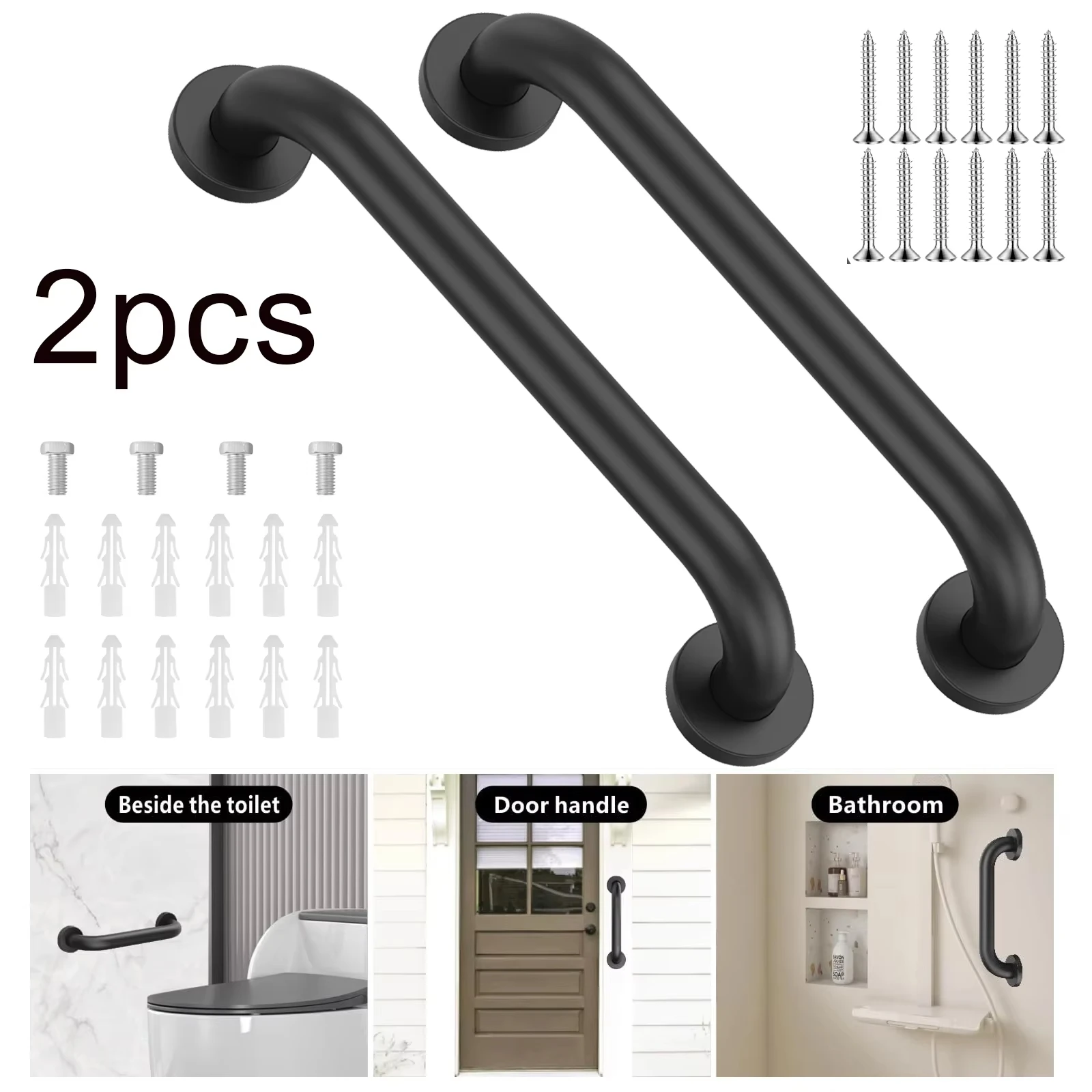 

2PCS Bathroom Grab Bar Support Rod Anti Slip Shower Safety Support Handle Towel Rack Bathroom Tub Toilet Handrail Grab Bar