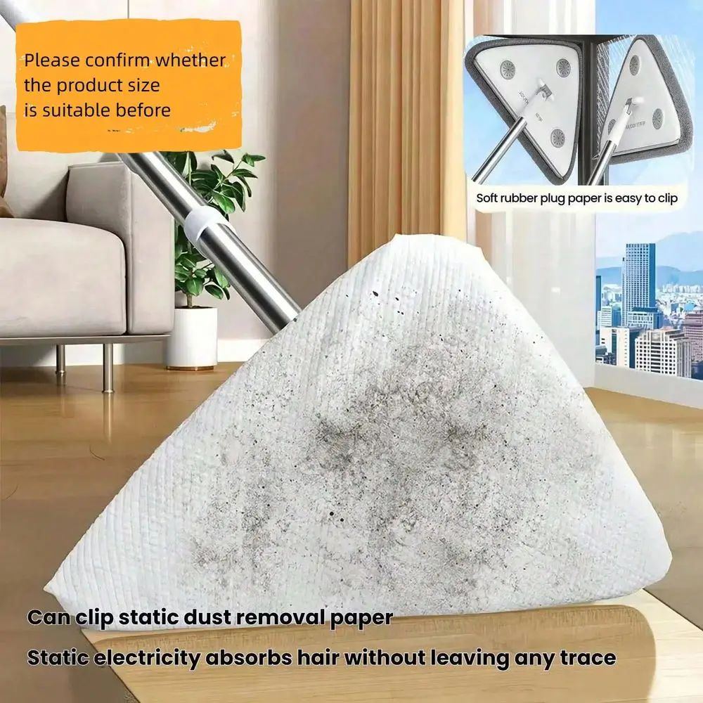 

Long Handle Wall Cleaning Triangle Mop, Comes With 2 Cleaning Pads, MultiFunctional Microfiber Material For Wet Dry Use. 360 Ro