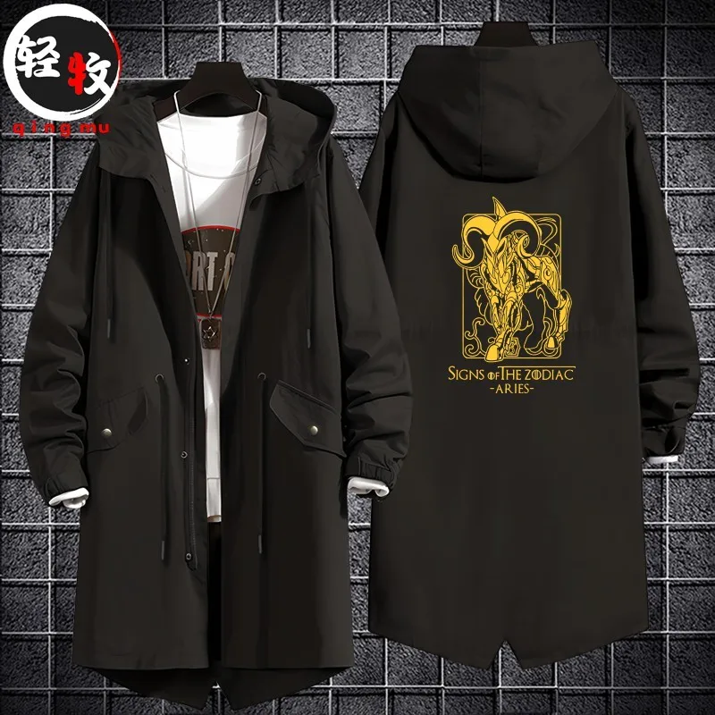 

Saint Seiya Spring Autumn Winter ex Hooded Jaet Mid-Length Cotton Coat Trendy Brand Men's Windbreaker Youth Faion