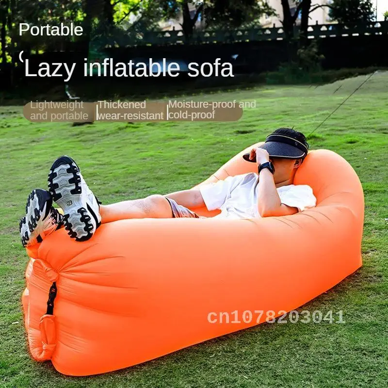 Canapé Gonflable 2 Places En PVC Et Velours - 135x84x62 Cm Gonflé, Marron - Pour Extérieur, Plage, Camping
