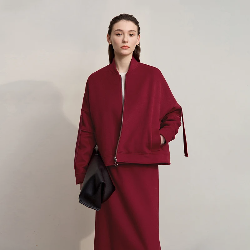 AMII manteau femme 2025 hiver minimaliste couleur unie veste femme ample fermeture éclair manches longues chaud polyvalent dame manteau 12524022