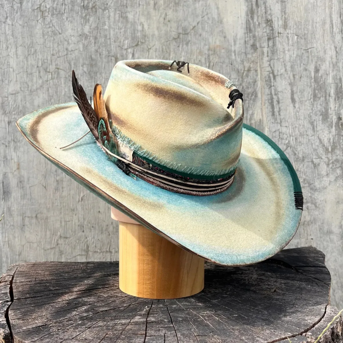 

Vintage 100% Wool Fedora Hat - Distressed Western Trilby with Braided Ribbon for Men & Women