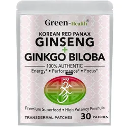 30 Patches Korean Red Panax Ginseng Transdermal Patches With Ginkgo Biloba Energy, Performance Focus for Men & Women