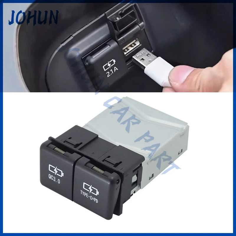 12V 24V Car Charger Dustproof Socket Dual USB Type-C Charging Outlet Power Adapter For Toyota Camry Avalon Highlander Levin RAV4