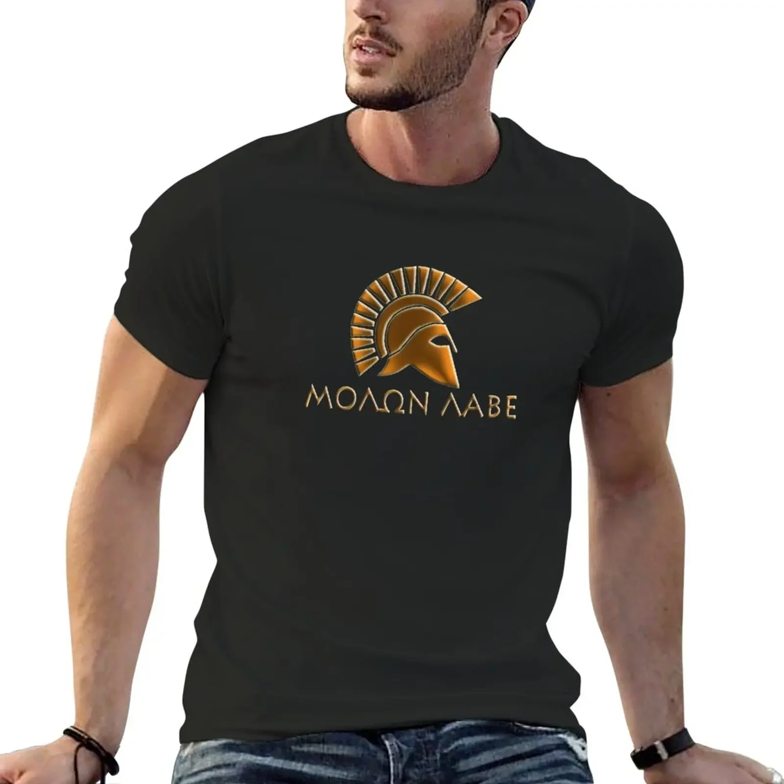 New Molon lave-Spartan warrior-lithos font T-Shirt plus size t shirts funny t shirt graphic t shirts mens champion shirts