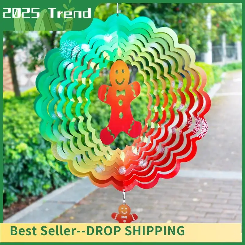 

AA14 New Wind Spinners 3D, Christmas Hanging Wind Spinner For Christmas Decor, 12Inch Yard Art Decorations Cake Man For Christma