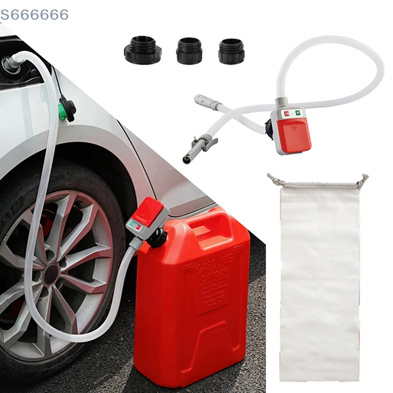 Pompa di trasferimento carburante veloce alimentata a batteria con adattatori multi-serbatoio di sicurezza per arresto automatico Tubo portatile per campeggio di emergenza per barche per auto