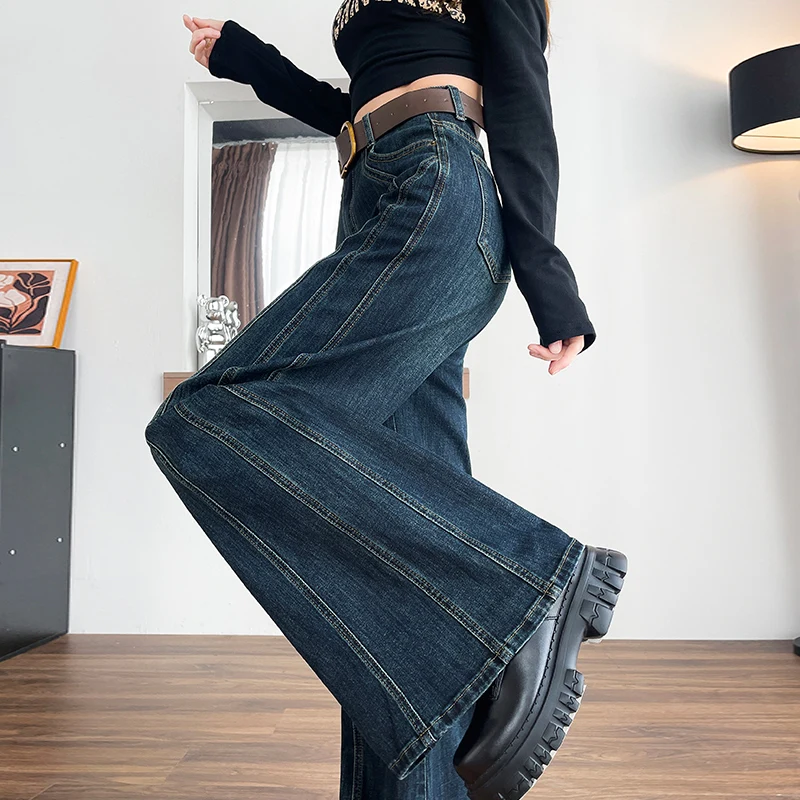 KSTUN Women's Bootcut Jeans Loose Denim Pants Hight Waist Stretchy Wide Leg Jeans Patchwork Fashion Female Flares Jeans Vintage