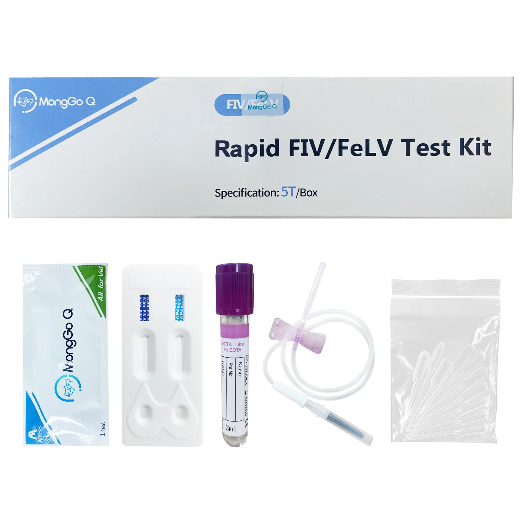 Imagem -03 - Monggoq-kit de Teste Rápido para Gatos Leucemia Felina Diagnóstico Auxiliar Saudável Fiv Felv5 10 Embalado