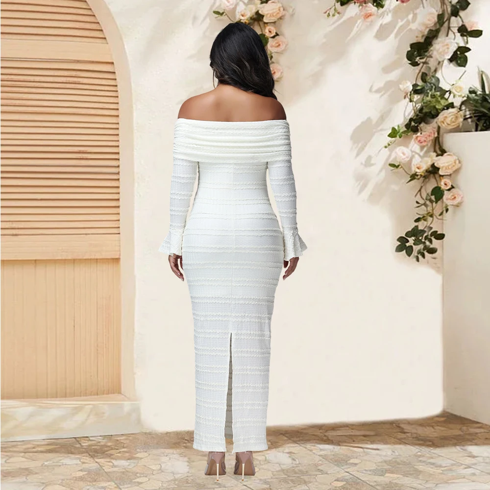 Abito premaman a coda di pesce a maniche lunghe con scollo incrociato Abito autunnale aderente alla moda per donne incinte per servizio fotografico Baby Shower