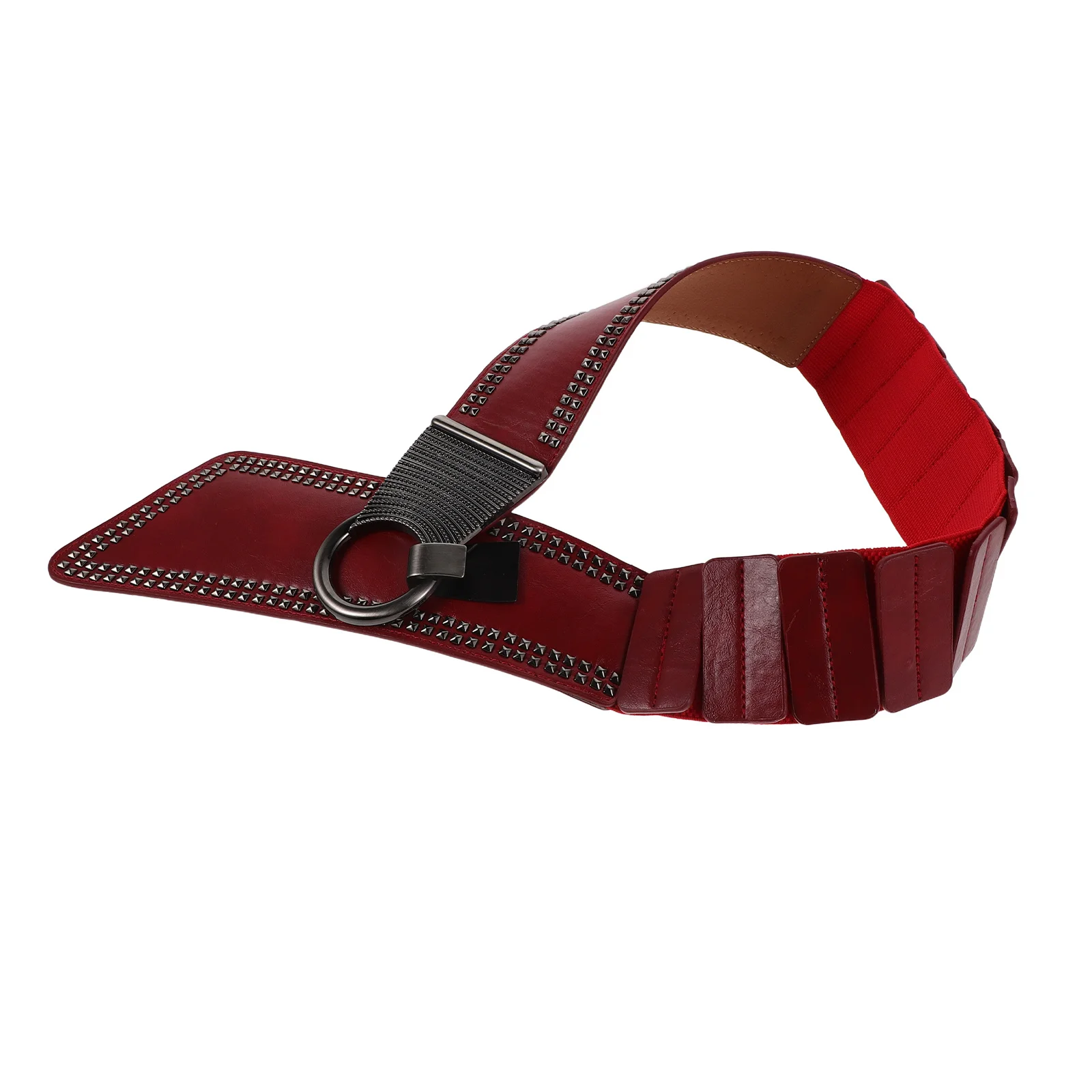 

Red Punk Waist Belt Women Elastic Studded Rivet Retro Gothic Wide Stretchy Waistband For Festival Party Rocker Fashion