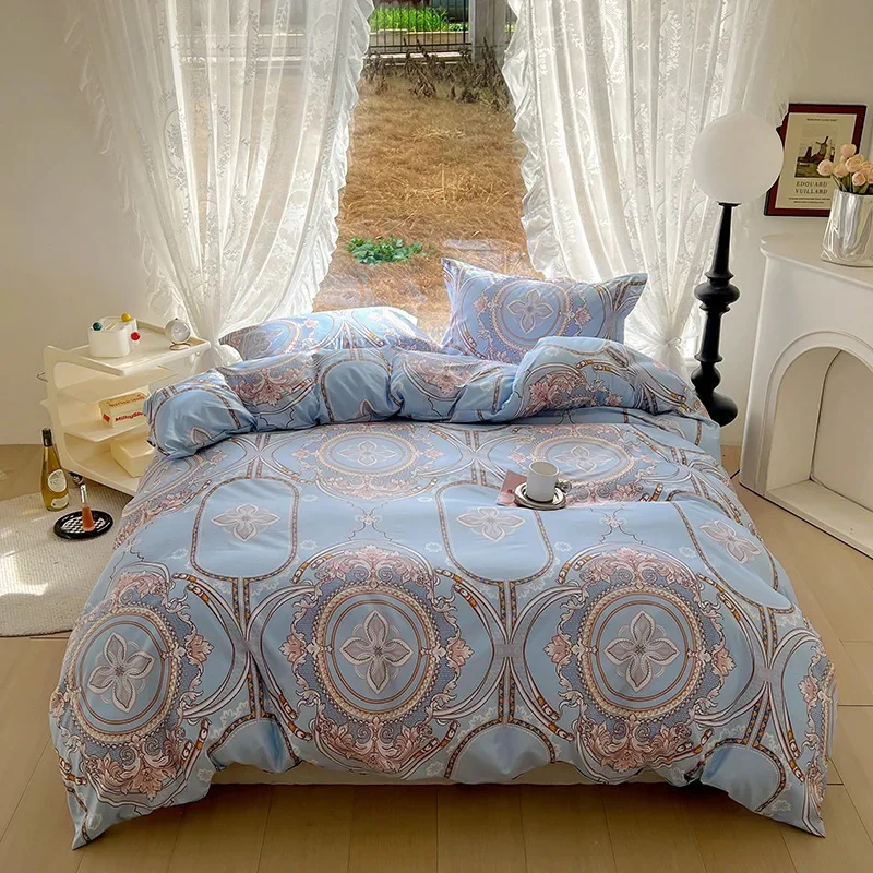 

Skin-friendly and comfortable washed cotton four-piece set Student dormitory washed silk grinding soft and comfortable versatile