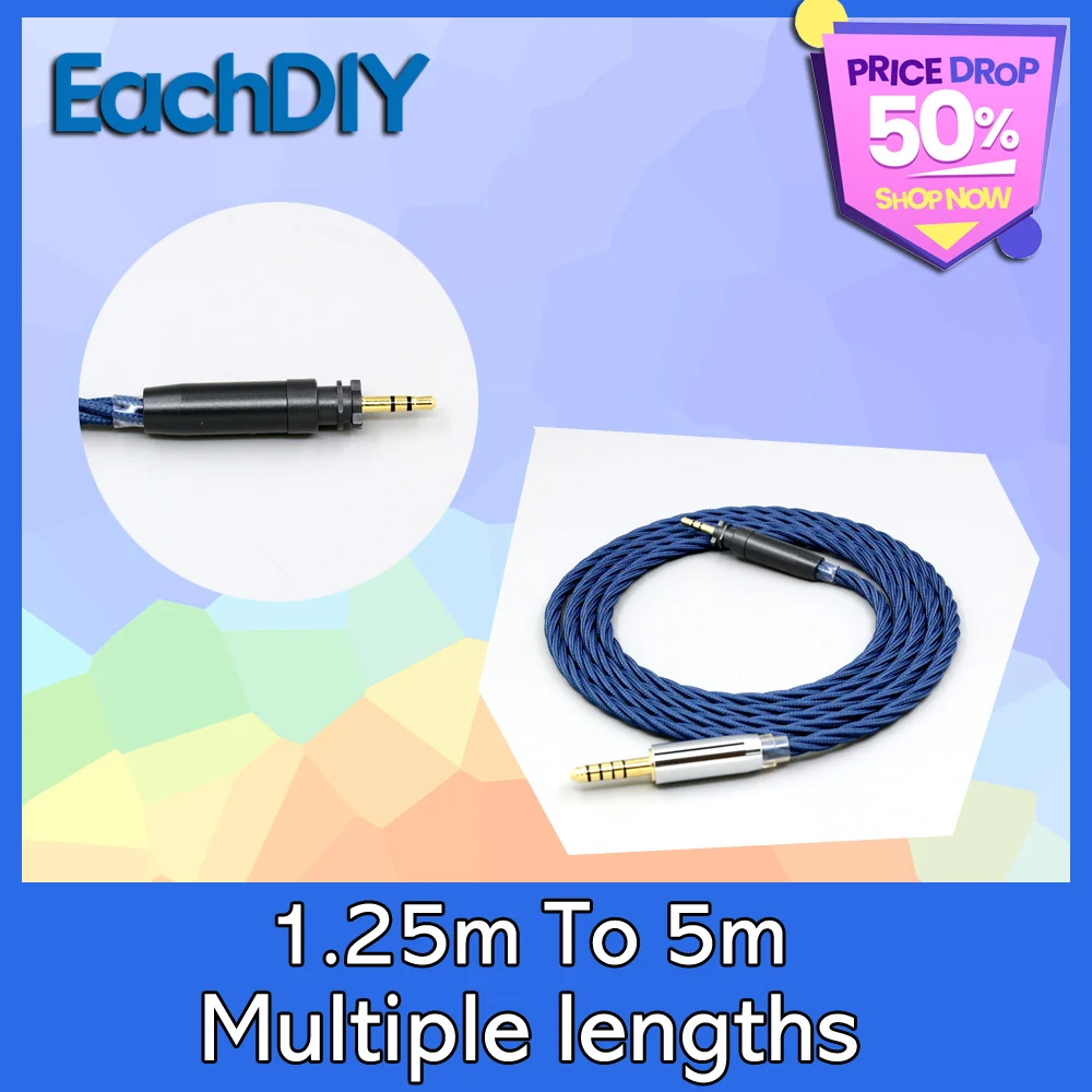 

99% Pure Silver OCC Full Sleeved Earphone Graphene Alloy Cable For Shure SRH840A SRH440A Headphone LN008572