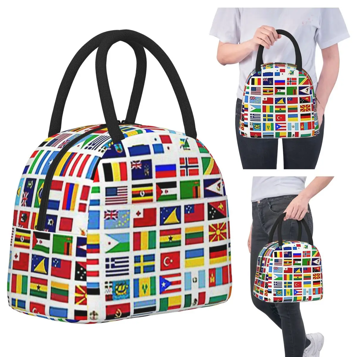 

Flags Of The World Insulated Lunch Bag for Kids School Cooler Thermal Food Box Tote Leakproof Lunch Boxes Container