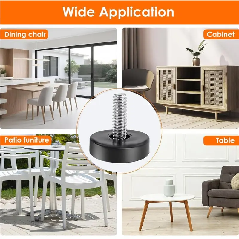 L68A Furniture Feet Adjustables Threaded Screw-In Levelers Thread On Furniture Glide Leveling