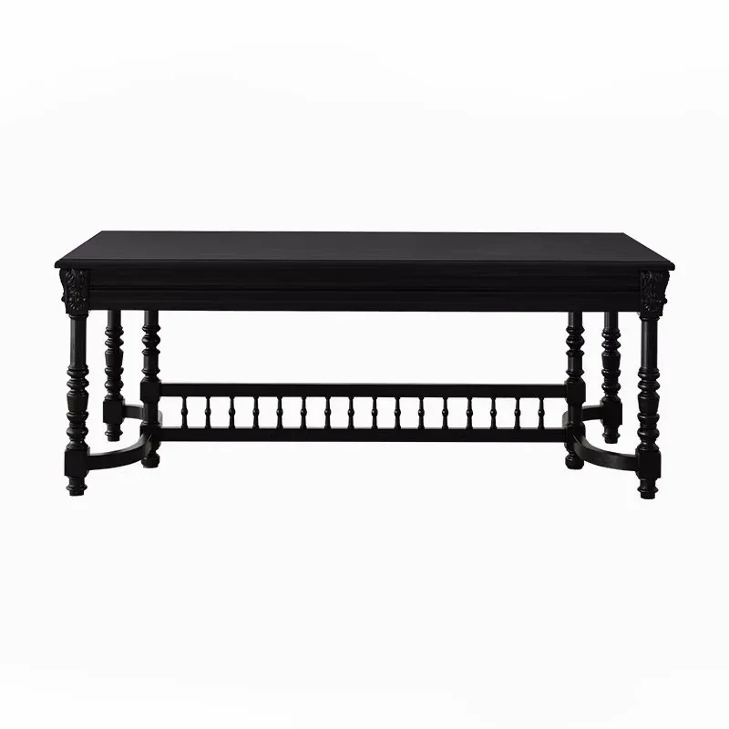 Black knight dining solid wood retro home rectangular dining Darth Vader dining table and chairs carved office large