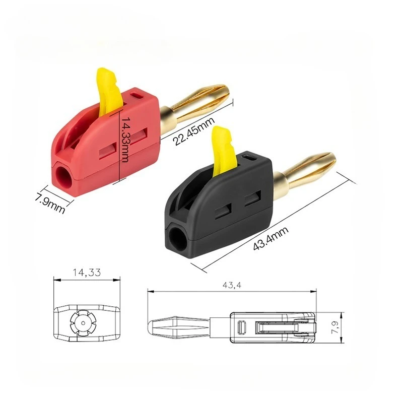 32A 4mm Banana Plug No Solder Quick Connect High Current Gold-Plated Banana Connectors Plugs for Jack Audio Music Speaker