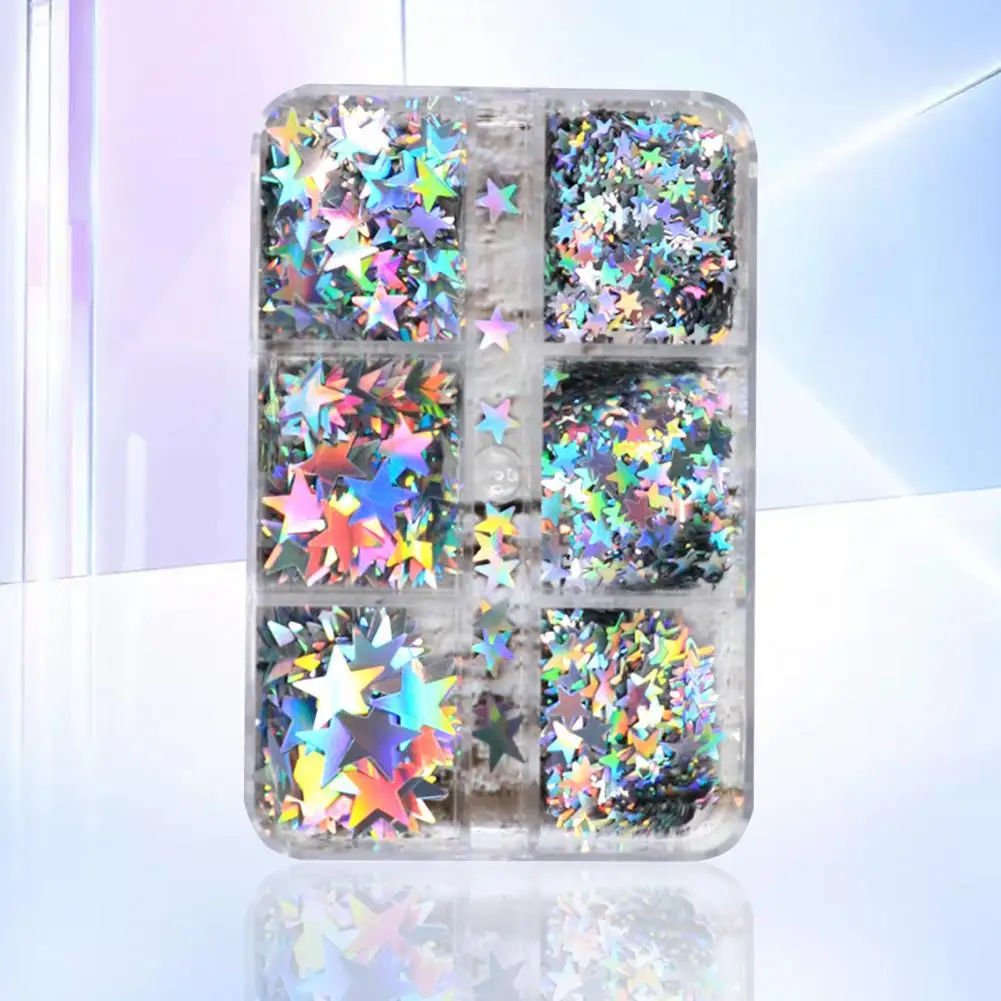 1 Box Nail Sequins 3D Flake DIY Nail Art Accessories Colorful Star Glitter Sequins Manicure Supplies for Nail Design